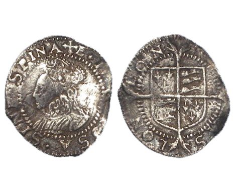 Elizabeth I second issue hammered silver Penny mm. cross-crosslets, S.2558, 0.40g, GF, better portrait, wavy flan.