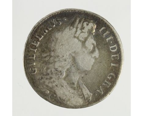 Halfcrown 1696C, Octavo, large shields, early harp, S.3483, scarce, VG/Fair.