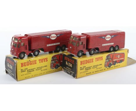 Two boxed Budgie Toys 25 ESSO Aircraft Refuelling Tankers ‘PLUTO’ red with ESSO and ESSO Aviation Products transfers, good co