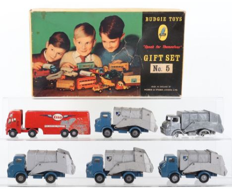 Budgie Toys Commercial Vehicles and Gift Set No.5 empty box, 256 ESSO Aircraft Refuelling Tankers ‘PLUTO’, fair condition som