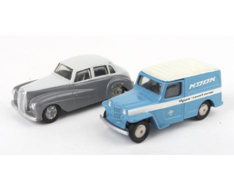 Rare Gamda (Israel) Willys Van ‘Amcor’ Diecast Model, blue white body, in excellent unboxed original condition, plus Daimler 