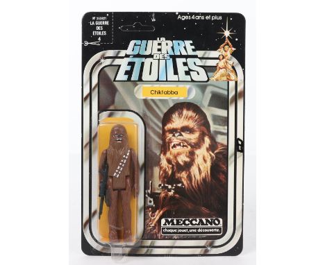 Meccano French issue Star Wars  Chiktabba (Chewbacca)  Vintage Original Carded Figure, 3 ¾ inches mint, with mint bubble on a