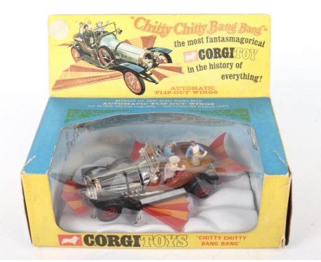 Corgi Toys 266 "Chitty Chitty Bang Bang" complete with "Caractacus Potts, Truly Scrumptious, Jeremy and Jemima" figures, gold