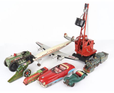 Quantity Of Tinplate Toys, including: Arnold TWA friction motor Aeroplane, two plastic blades missing from props, Marx Toys m