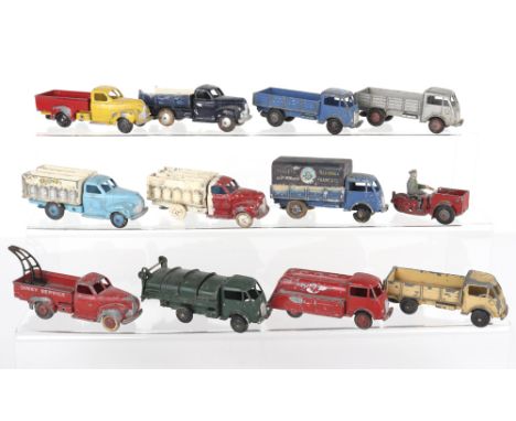 Quantity of Unboxed French Dinky Toys Commercial Vehicles, including:25U Ford Tanker ‘Esso’  25-JB Ford Covered Wagon ‘SNCF’ 