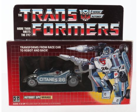 Boxed Hasbro G1 Transformers Autobot Tactician ‘Mirage’ 1984 issue, transforms from race car to robot and back&nbsp;in near m