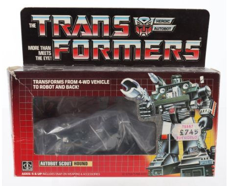 Boxed Hasbro G1 Transformers Autobot Scout ‘Hound’ 1984 issue, transforms from 4-WD vehicle to robot and back&nbsp;,in excell
