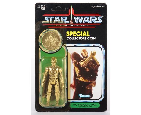 Kenner  Star Wars The Power of The Force See-Threepio (C-3PO) Removable Limbs with special collectors coin, Vintage Original 