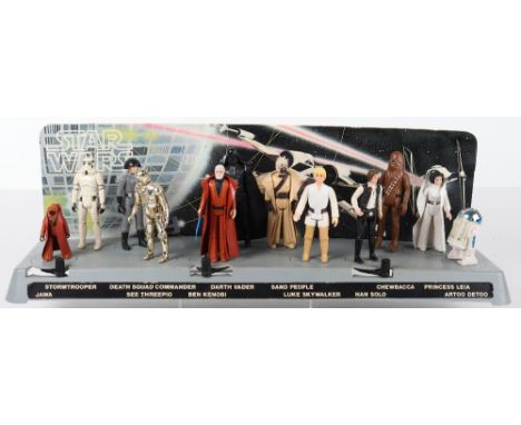 Vintage Star Wars Kenner Action Display Stand Mail-Away, produced for the first twelve Star wars figures , plastic grey base,
