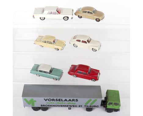 Six Tekno (Denmark) Diecast Model Cars, 1/43 scale including: no.720 Opel Rekord, pale green, pale grey roof, no.723 Mercedes