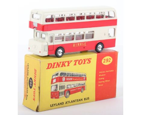 Dinky Toys boxed 292 Leyland Atlantean Bus, red and cream with Ribble transfers,red interior, spun hubs, very good condition,