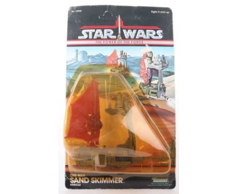 Kenner Star Wars The Power Of The Force 1985 One Man Sand Skimmer Vehicle, mint, sealed bubble (yellowed) unpunched header ca
