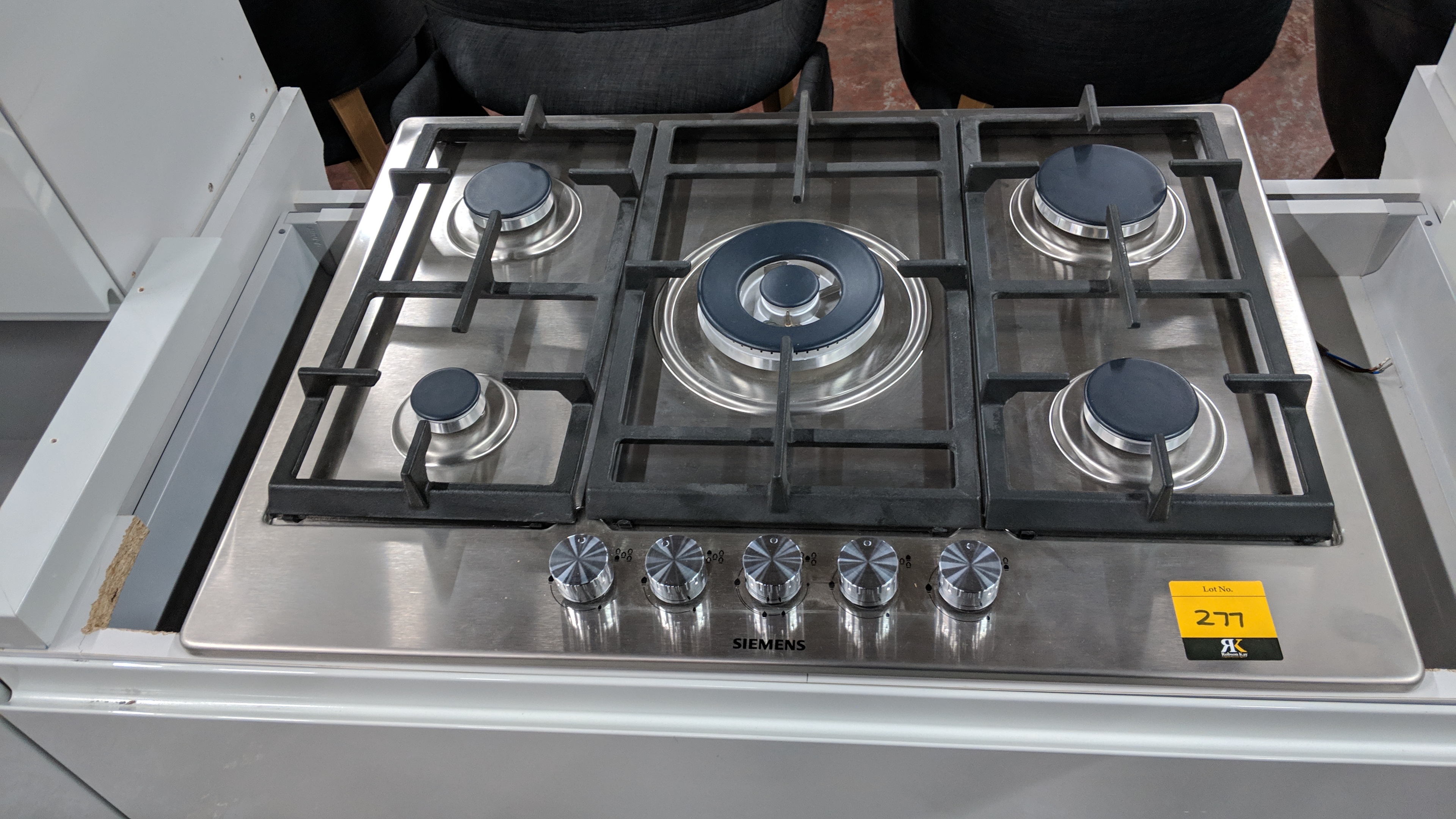 Siemens stainless steel 5 ring gas hob including large central wok type