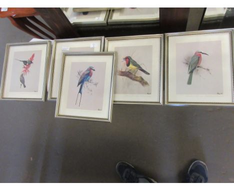 SET OF FOUR FRAMED BIRD PRINTS, EACH APPROX 29 X 34CM INC FRAME 