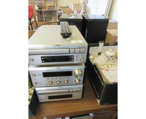YAMAHA HI-FI SEPARATES SYSTEM CIRCA MID-1990S COMPRISING AMPLIFIER, TAPE DECK AND CD PLAYER AND SPEAKERS 
