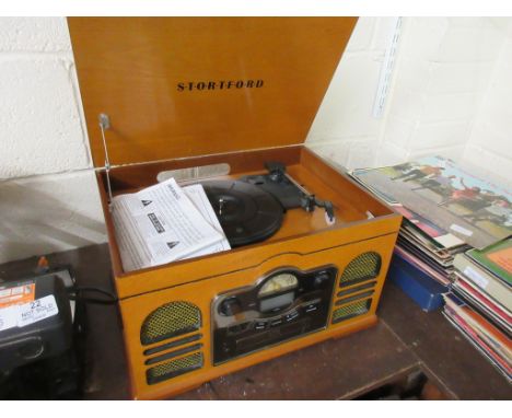 MODERN VINTAGE STYLE COMPACT DISC/RECORD PLAYER BY STORTFORD 