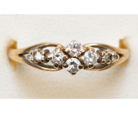 A 9ct gold and brilliant cut diamond dress ring, K, 2gm 