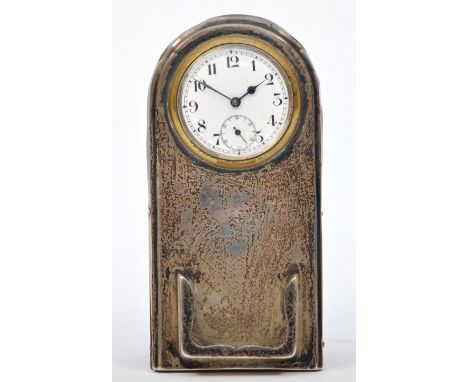 A silver mounted calendar/desk clock, Chester, c.1910, lacking calendar cards, 10.5cm 
