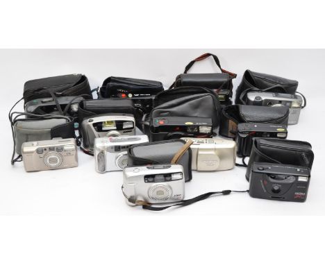 A collection of twelve 35mm cameras, to include a Pratika Zoom 900 AF, Olympus Stylus, Halina VisionC XAS, Minolta Riva Zoom 