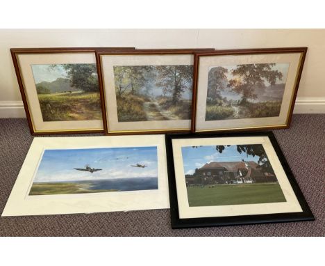 5 prints and photographs include signed limited print 'Defending the North' by Dennis Harry Fox 1/50. 