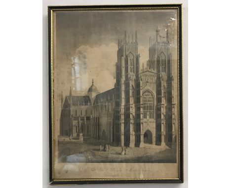 A print of the west view of Beverley Minster Yorkshire published as the act directs June 1st 1799. Frame size 49 x 37cm. 
