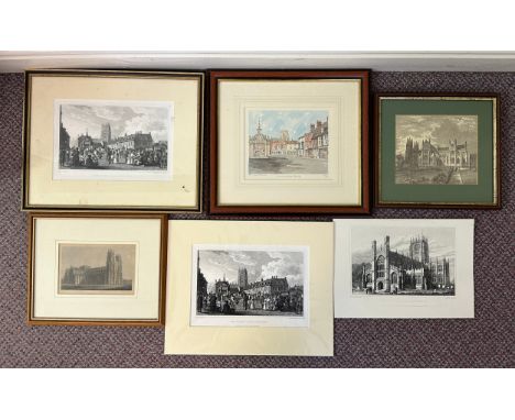 Six various prints, three depicting Beverley Minster, a limited edition print 326/850 by Philip &amp; Glyn Martin of Saturday