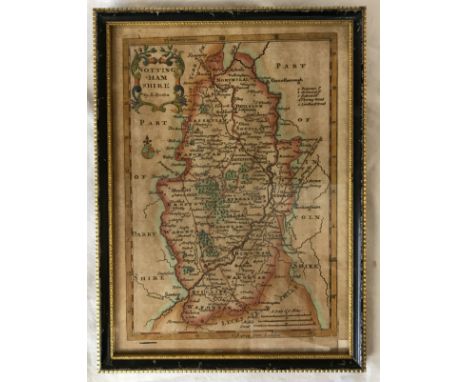 A framed map of Nottinghamshire by R. Morden taken from Cox's "Magna Britannia". 