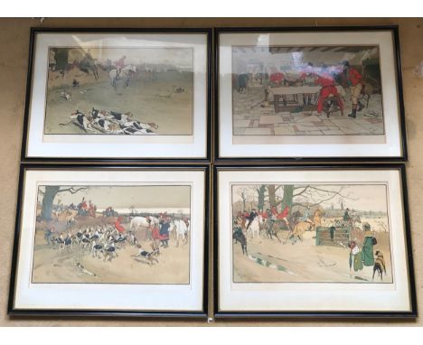 Cecil Aldin (1870-1935) A collection of 4 hunting scenes all with pencil signatures to lower left image size 37 x 61. 