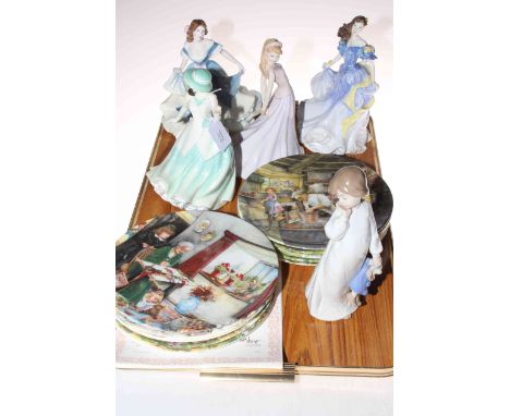 Four Royal Doulton figures Lorraine, Samantha, Rebecca and Chelsea Zoe, Nao figure and twelve Country Crafts collectors plate