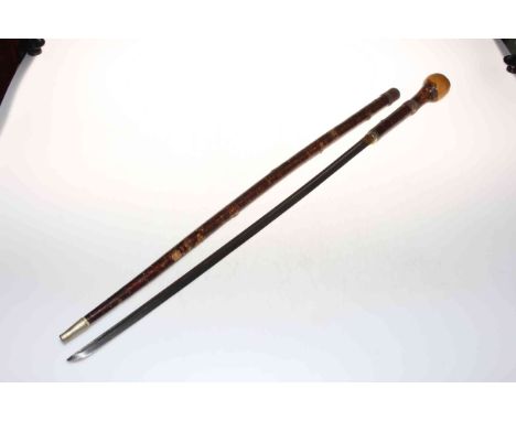 Natural wood sword stick, 95cm long.