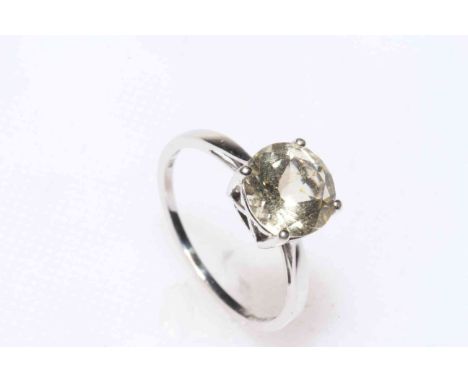 9k white gold and Serenite ring, size P/Q, with certificate.