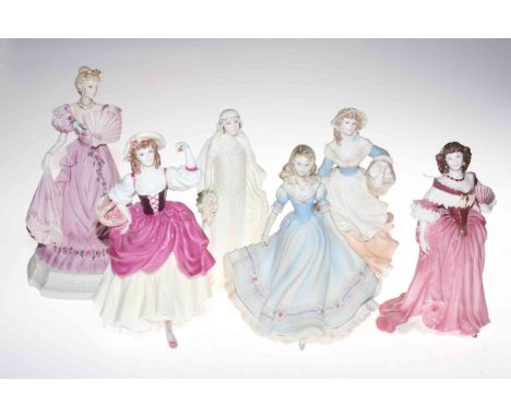 Six Coalport ladies, Annabelle, Ripe Cherries, Milkmaid, First Love, Queen Elizabeth and Lady Castlemaine.