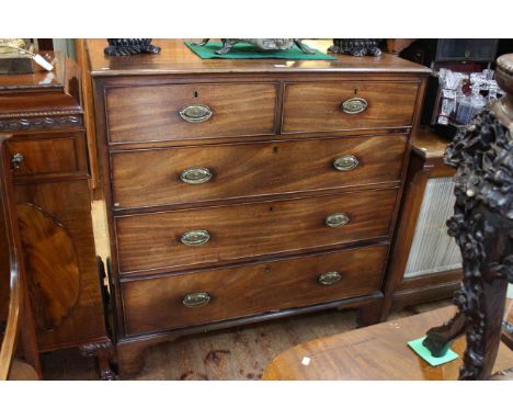Georgian mahogany chest of two short above three long graduated drawers on shaped bracket feet, 112cm high by 109cm wide by 5