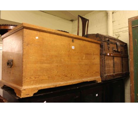 Vintage canvas bound dome top trunk and Victorian pine trunk.