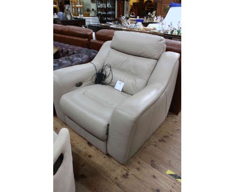 Light mink leather electric reclining armchair.