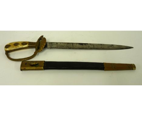 A German WWII forestry dagger, the ivory handle with acorns and hoof terminal hilt, with sheath, 47.5cm