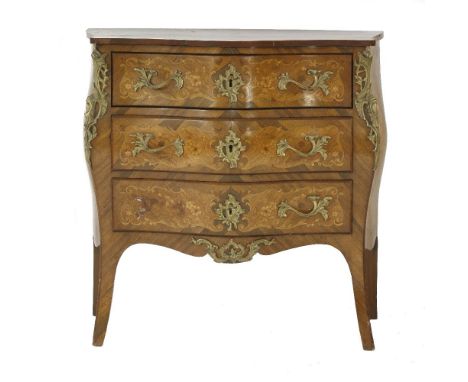 A Louis XV style marquetry commode, with gilt metal mounts