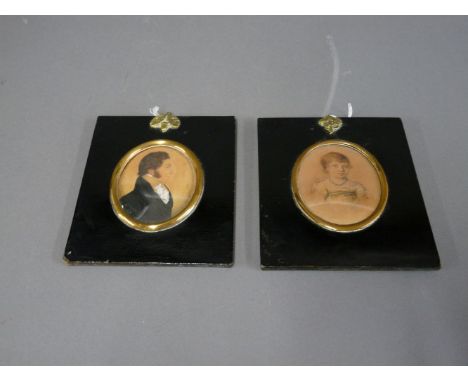 Two 19th century portrait miniaturesA YOUNG GENTLEMAN AND A YOUNG GIRLone impressed 'W Hill, Birmingham'7.5 x 6cm in lacquere