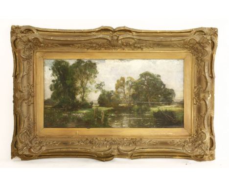 Horatio R Hollingdale (late 19th century)SHEEP BY A LAKESigned l.l., oil on board32 x 63cm