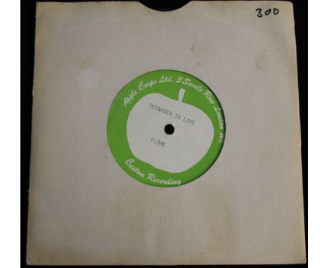 FLAME - TEENAGER IN LOVE ACETATE - A highly unusual 7" acetate recording of the 1975 bubblegum Reggae/Pop side from Flame. Is