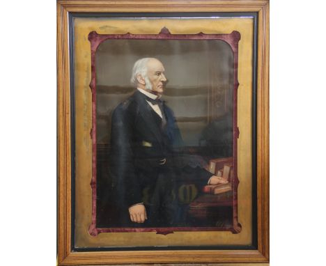 A Victorian colour print portrait of William Gladstone, in oak frame, 107cm x 88cm  overall, with a pair of modern balloon pr