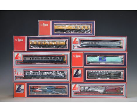 A collection of Lima locomotives and carriages, to include a 5110M loco, 5117M loco, 5114M electric loco, 205132 MWG carriage