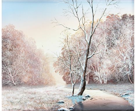 Brian D Horswell,oil on canvas,winter forest scene,signed lower left,49cm x 59cm - framed,with another oil by K Howard (2)