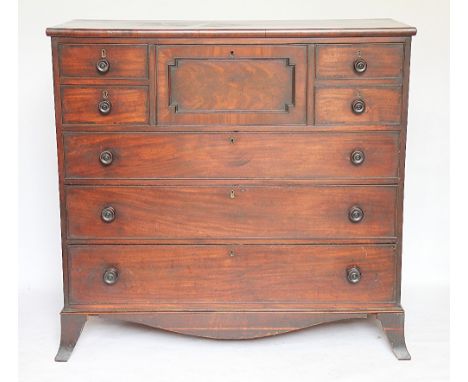 An early 19th century Scottish mahogany chest, with three drawers above three graduated long drawers, on bracket feet, 119cm 
