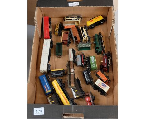 A collection of OO gauge railway models to include Lima , Triang and Hornby trucks, trailers, petrol wagons etc 