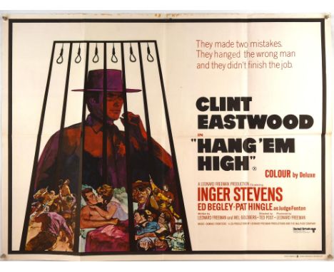 Hang 'Em High (1968), British Quad Film Poster for the Clint Eastwood western, artwork by Arnaldo Putzu based on the design b