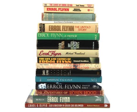 Errol Flynn, books by, and related to Sixteen hardback and paperback books, mostly first editions or early reprints, includes
