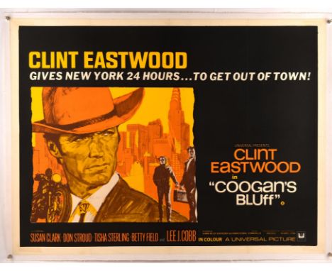 Coogans Bluff (1968), British Quad Linen Backed Film Poster for this Clint Eastwood crime drama, 30 x 40 inches Condition Rep