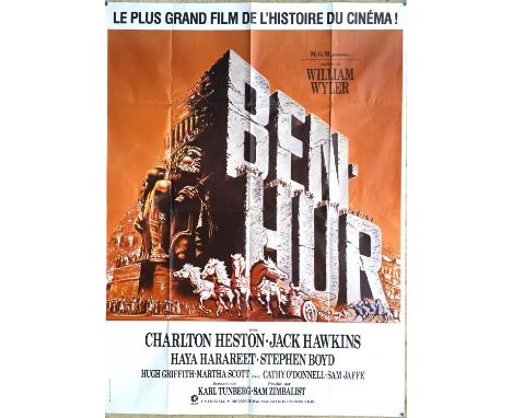Ben Hur (1959), French One Panel, 61.5 x 45.5 inches, RR 1990s, folded Director William Wyler Stars Charlton Heston, Jack Haw