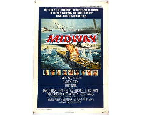 Midway (1976), US One Sheet, 41 x 27 inches, Style B, folded, NSS 76/116 Director Jack Smight Stars Charlton Heston, Henry Fo